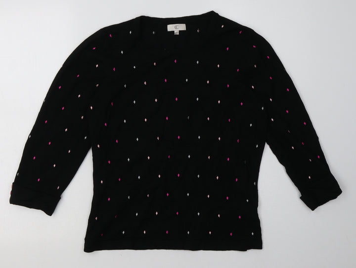 cc Womens Black Geometric Viscose Pullover Sweatshirt Size M  Pullover