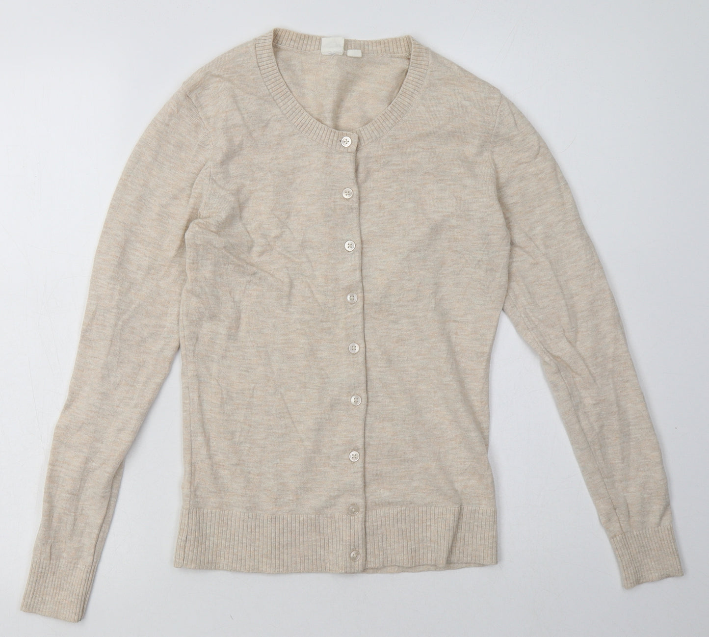 Gap Womens Beige Crew Neck  Cotton Cardigan Jumper Size S