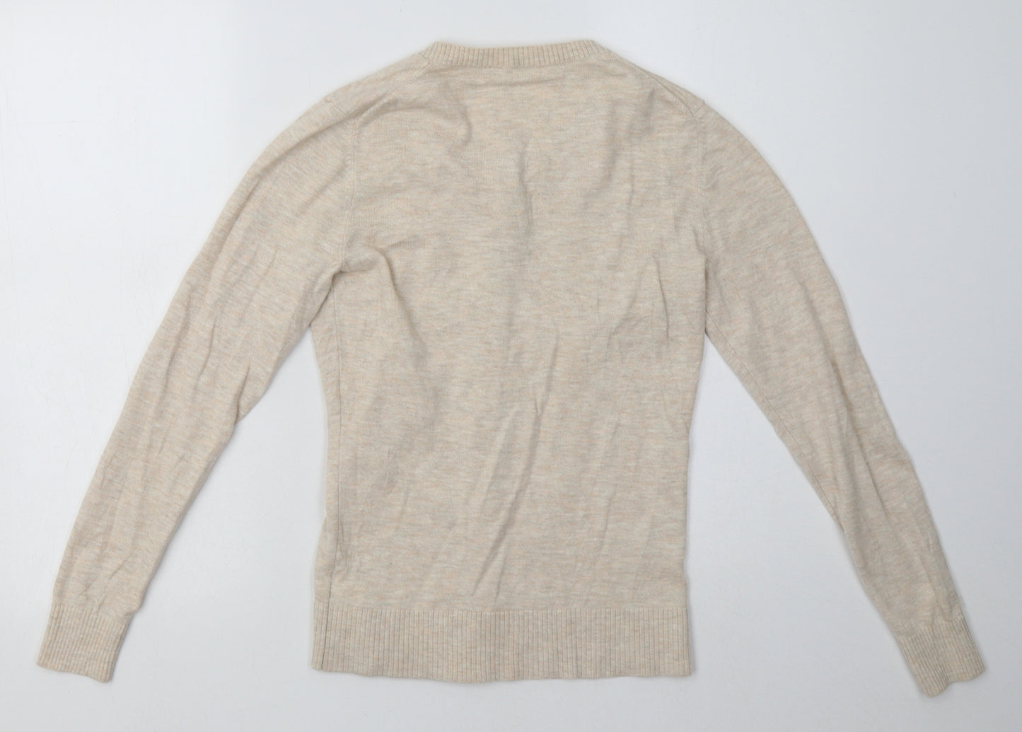 Gap Womens Beige Crew Neck  Cotton Cardigan Jumper Size S