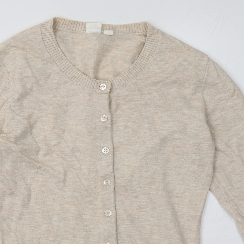 Gap Womens Beige Crew Neck  Cotton Cardigan Jumper Size S