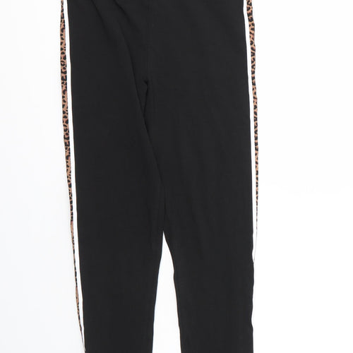 Preworn Womens Black Animal Print Cotton Carrot Leggings Size S L26 in   - Leopard print