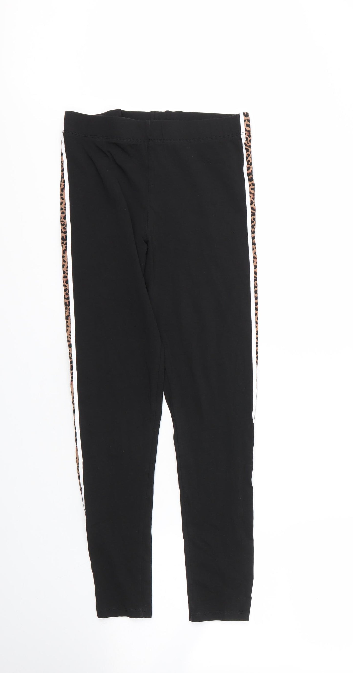 Preworn Womens Black Animal Print Cotton Carrot Leggings Size S L26 in   - Leopard print