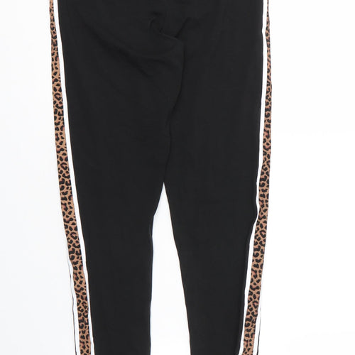 Preworn Womens Black Animal Print Cotton Carrot Leggings Size S L26 in   - Leopard print
