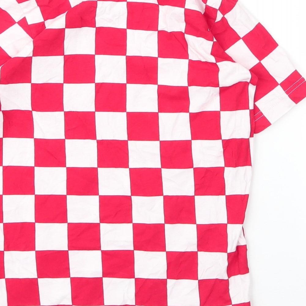 Nipcom Boys Red Check Cotton Basic T-Shirt Size 8 Years Round Neck
