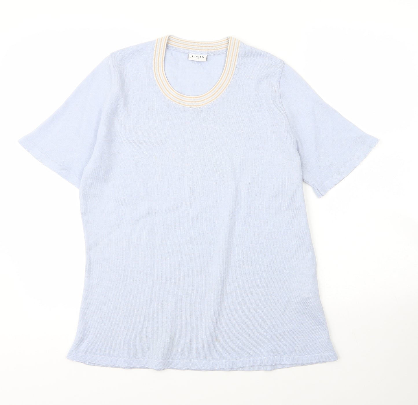 LUCIA Womens Blue  Acrylic Basic Blouse Size 18 Scoop Neck