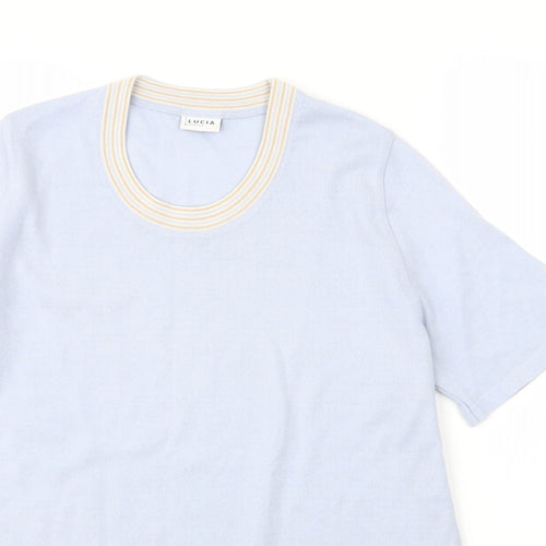LUCIA Womens Blue  Acrylic Basic Blouse Size 18 Scoop Neck