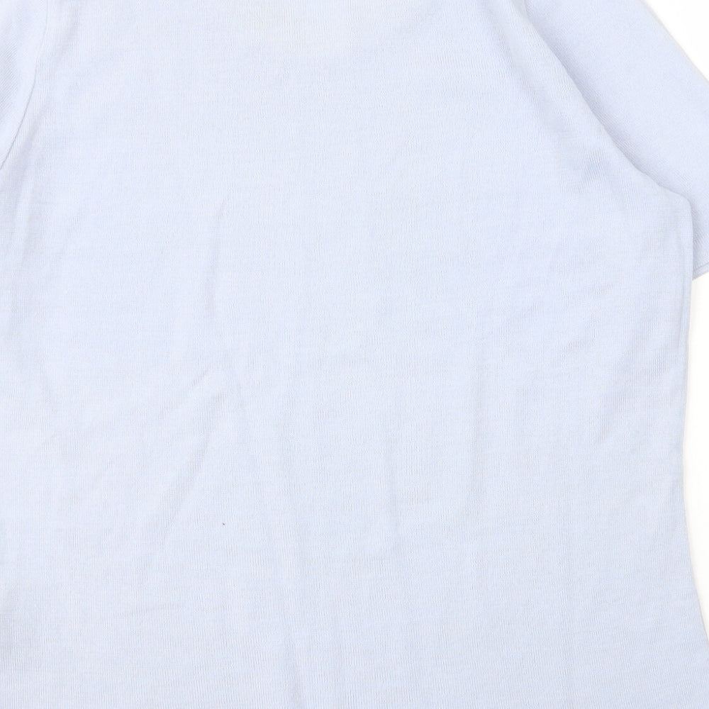 LUCIA Womens Blue  Acrylic Basic Blouse Size 18 Scoop Neck
