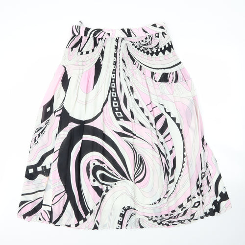 LUCIA Womens Pink Paisley Polyester Pleated Skirt Size 18
