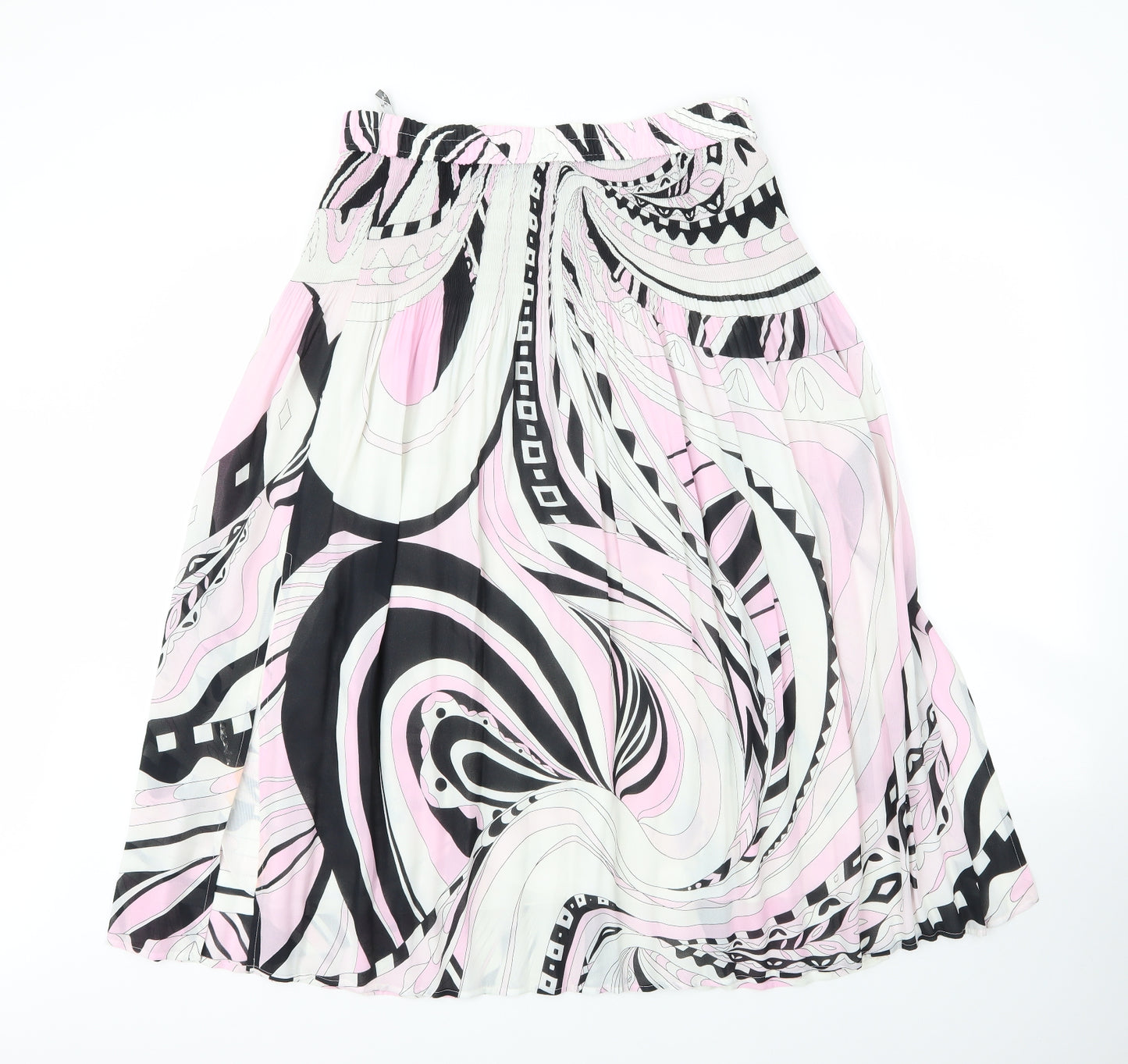 LUCIA Womens Pink Paisley Polyester Pleated Skirt Size 18