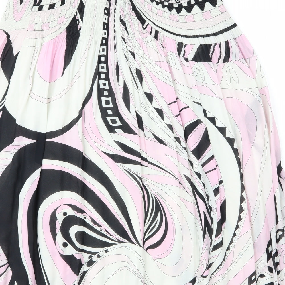 LUCIA Womens Pink Paisley Polyester Pleated Skirt Size 18