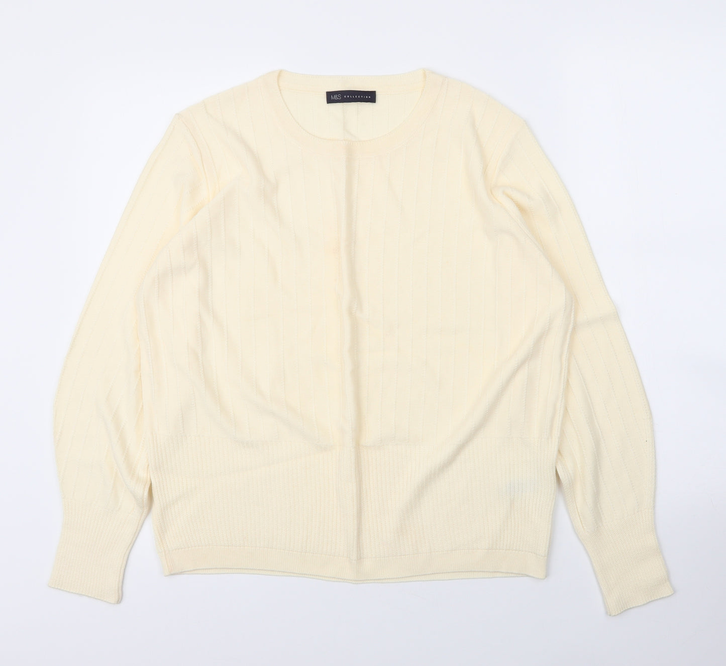 M&S Womens Ivory Round Neck  Acrylic Pullover Jumper Size 18