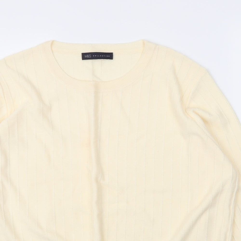 M&S Womens Ivory Round Neck  Acrylic Pullover Jumper Size 18