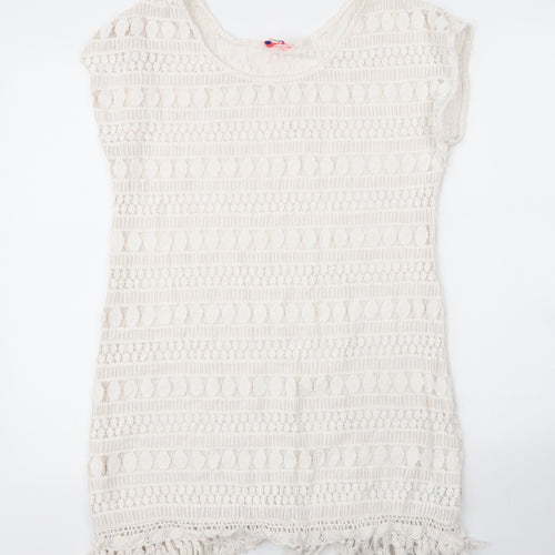 Stella & Dot Womens White  Cotton Shift  Size M  Round Neck