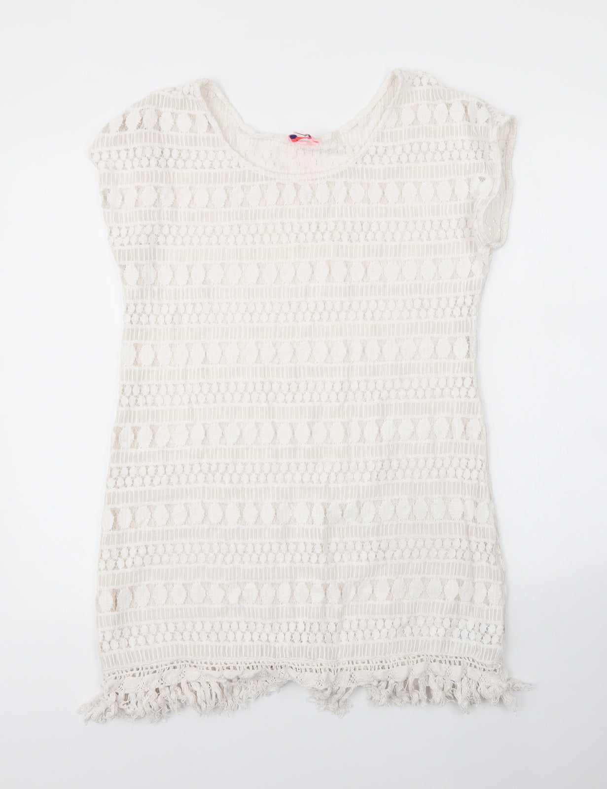 Stella & Dot Womens White  Cotton Shift  Size M  Round Neck