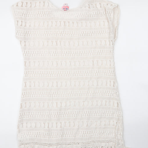 Stella & Dot Womens White  Cotton Shift  Size M  Round Neck