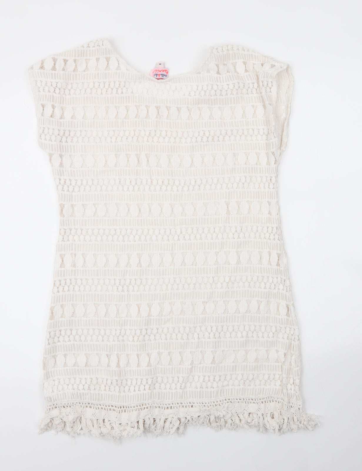 Stella & Dot Womens White  Cotton Shift  Size M  Round Neck