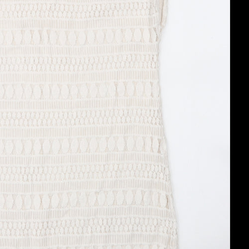 Stella & Dot Womens White  Cotton Shift  Size M  Round Neck