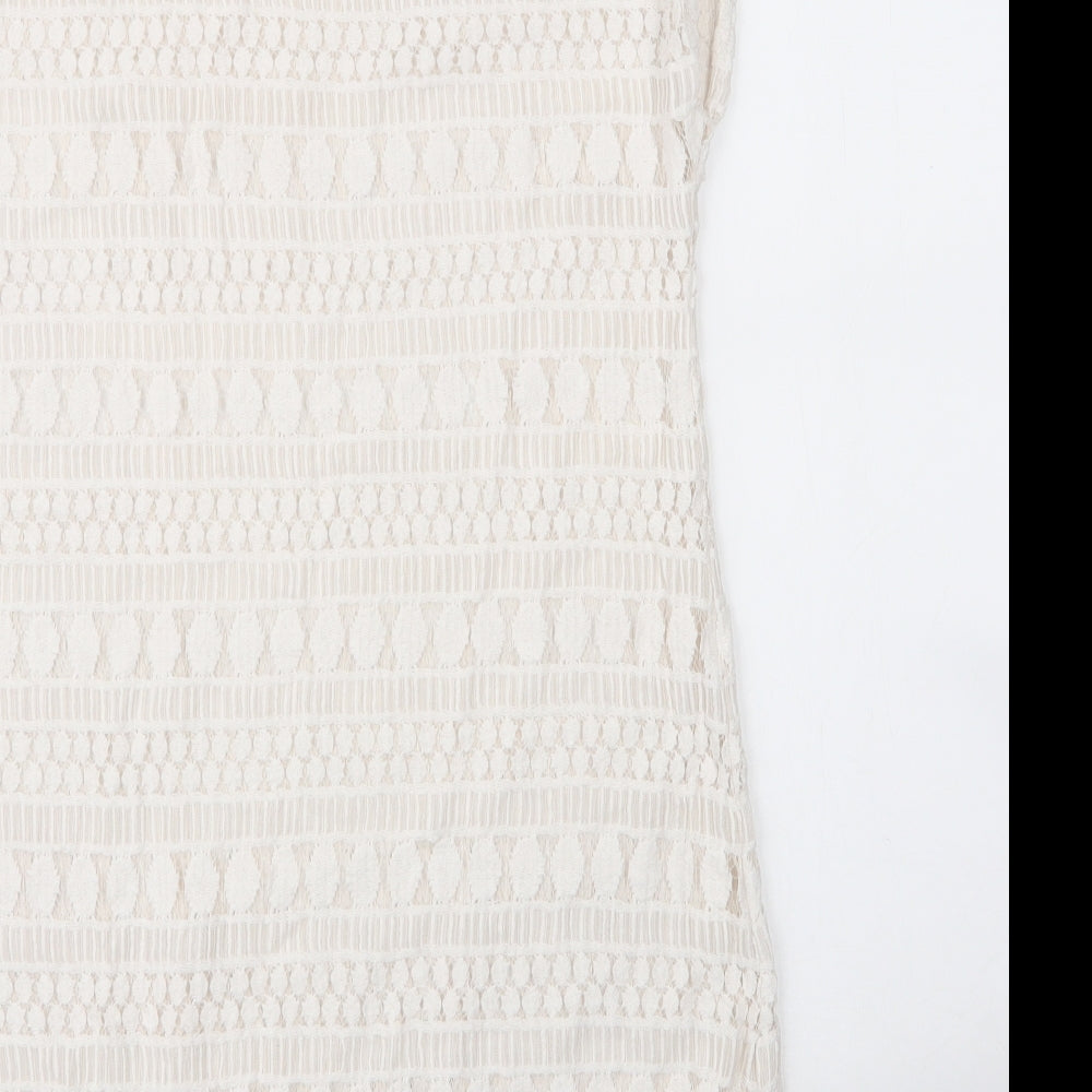 Stella & Dot Womens White  Cotton Shift  Size M  Round Neck
