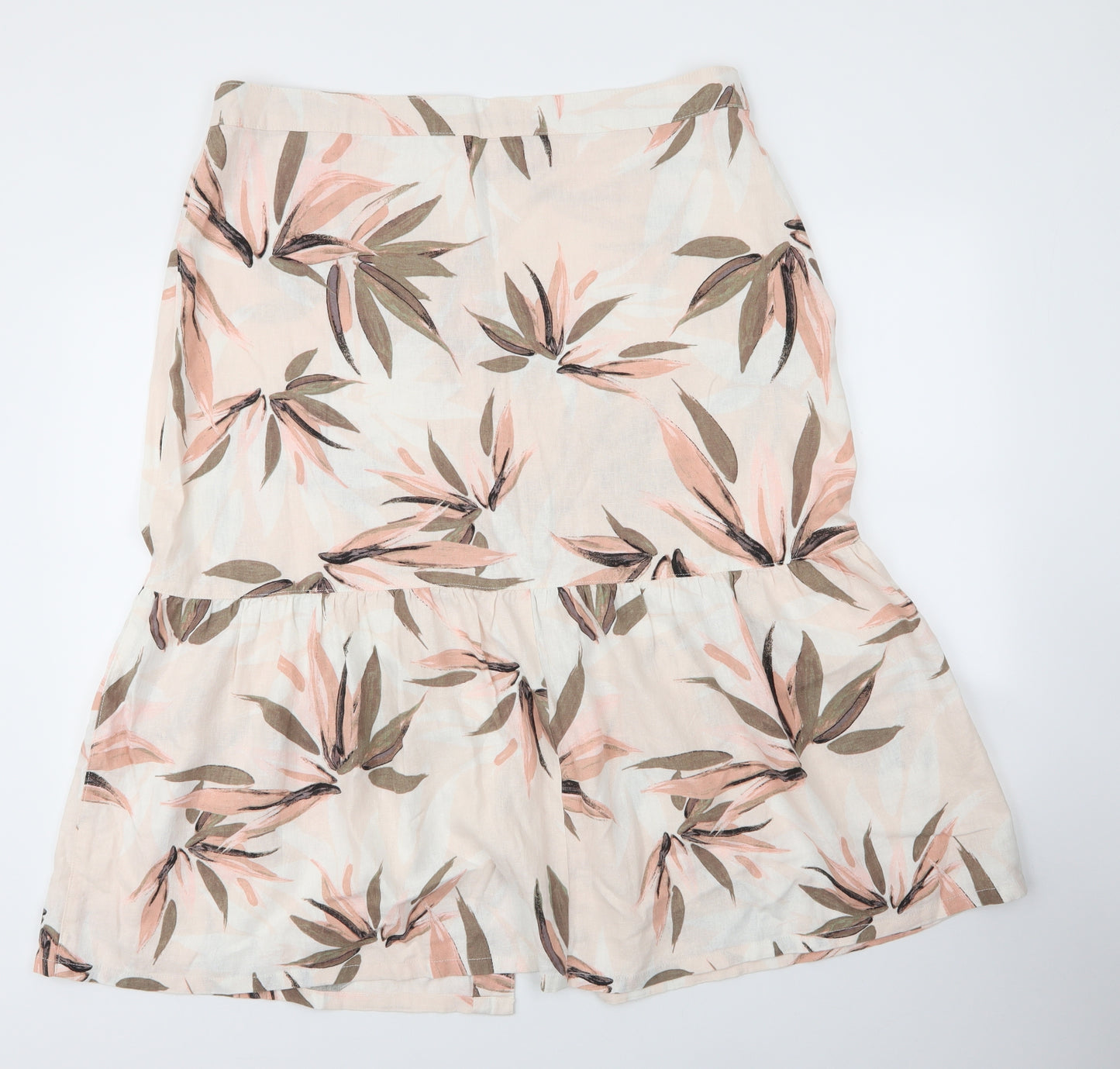 Nutmeg Womens Beige Floral Viscose A-Line Skirt Size 20   Button