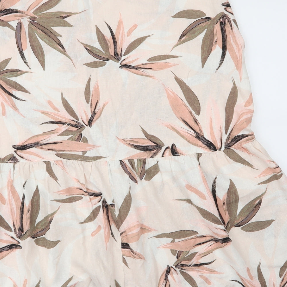 Nutmeg Womens Beige Floral Viscose A-Line Skirt Size 20   Button
