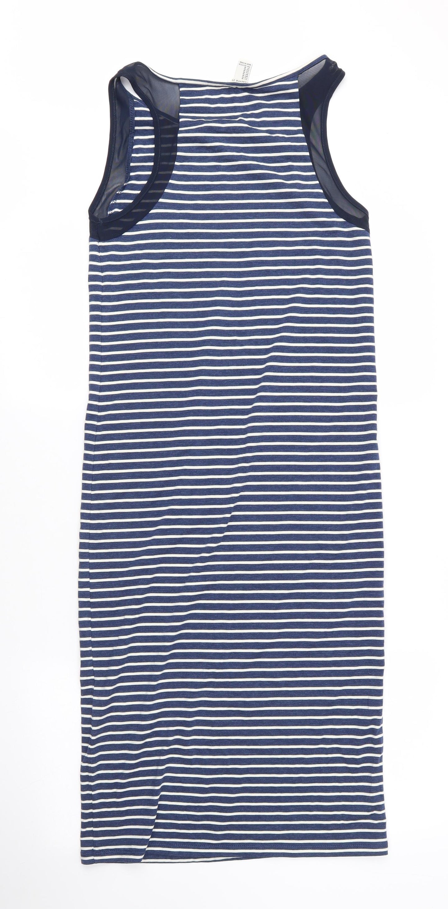 FOREVER 21 Womens Blue Striped Cotton Maxi  Size M  Round Neck