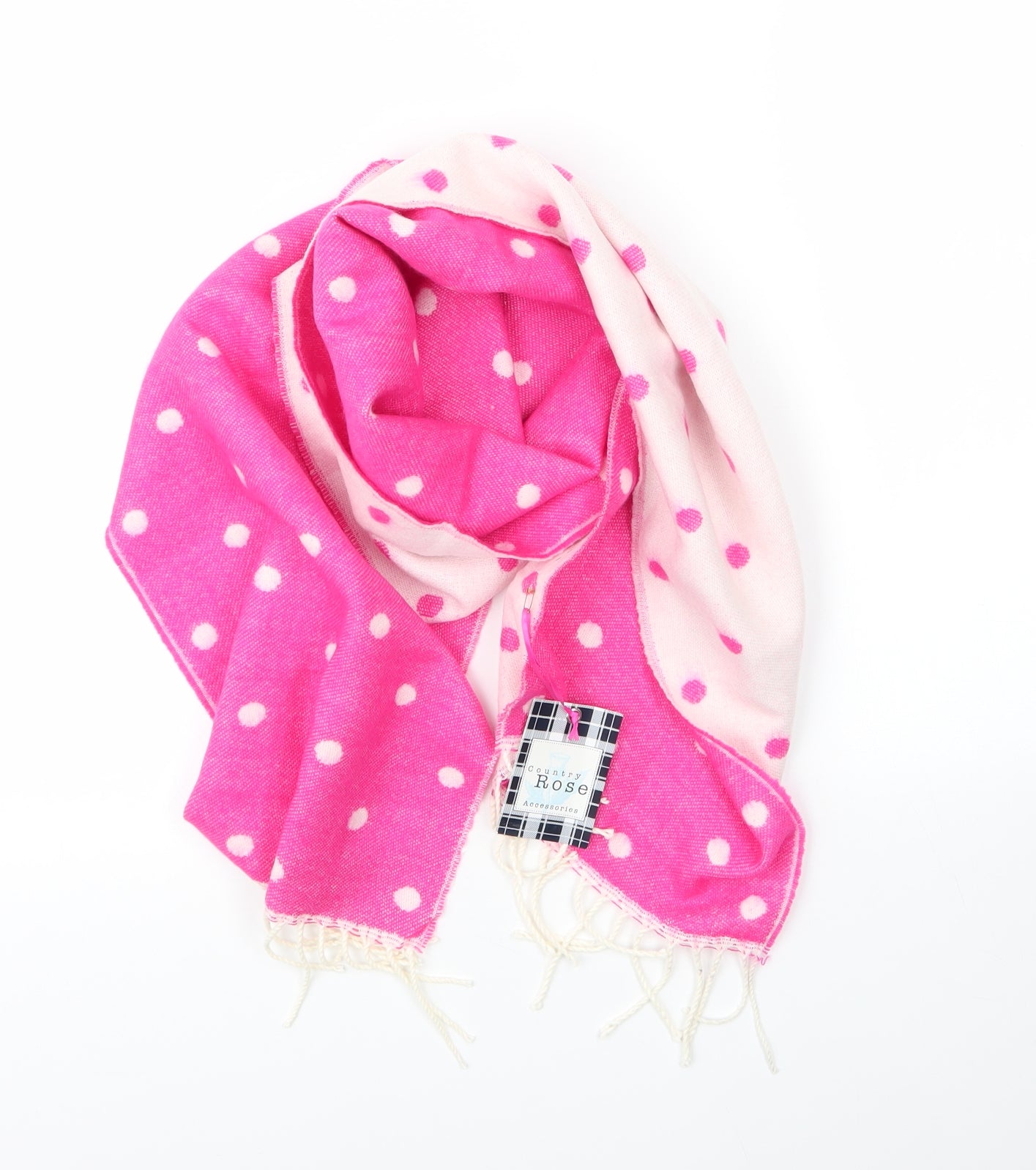Country Rose Unisex Pink Polka Dot Acrylic  Scarf