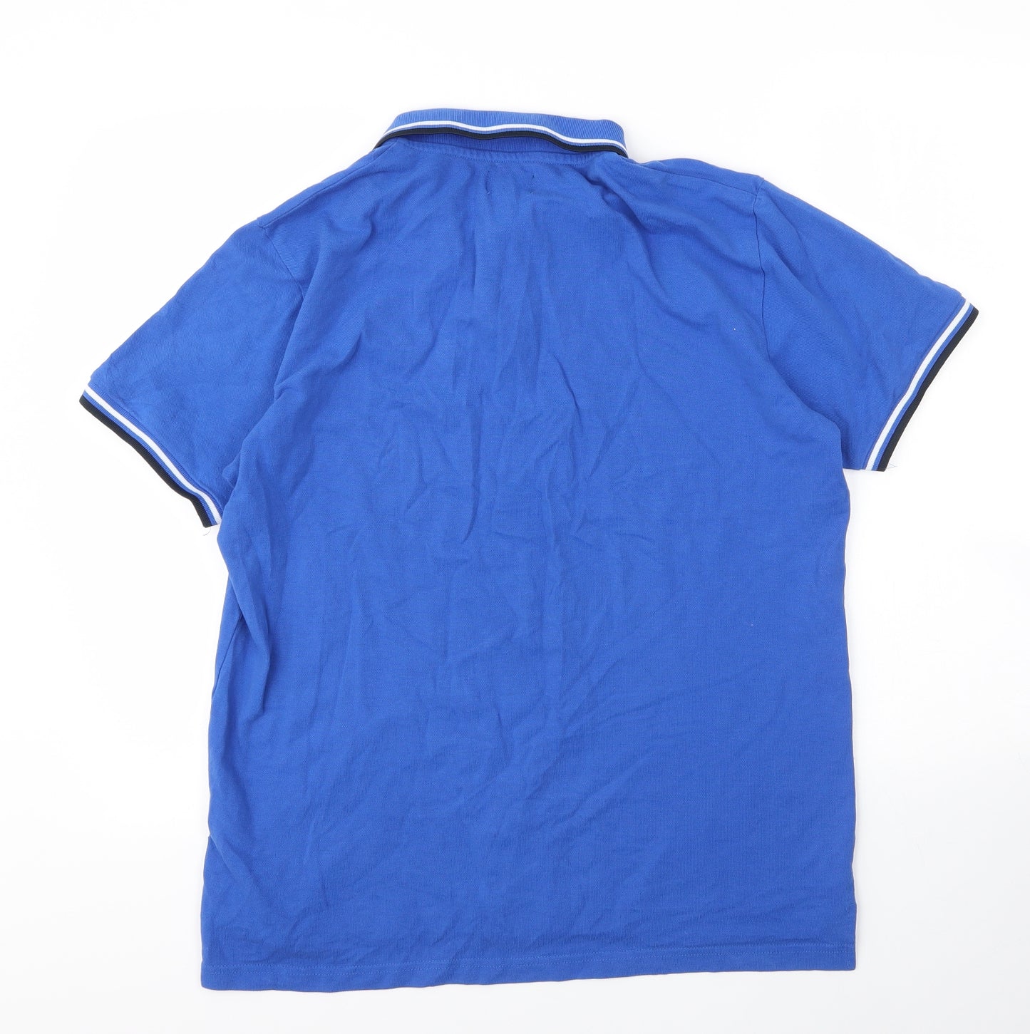 Enrico Coveri Mens Blue  Cotton  Polo Size XL Collared Button