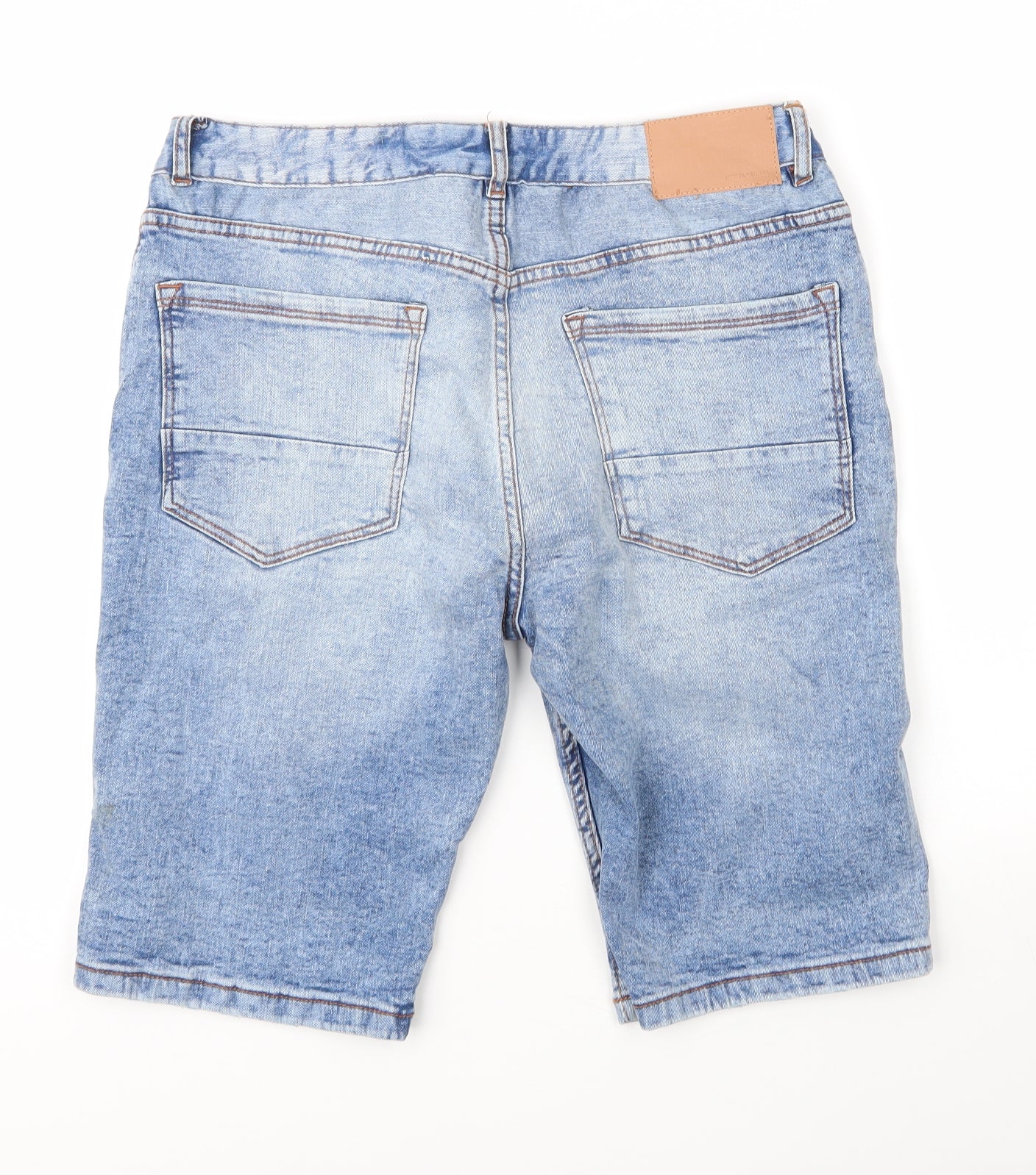 Primark Mens Blue  Cotton Bermuda Shorts Size 32 in L12 in Regular Button