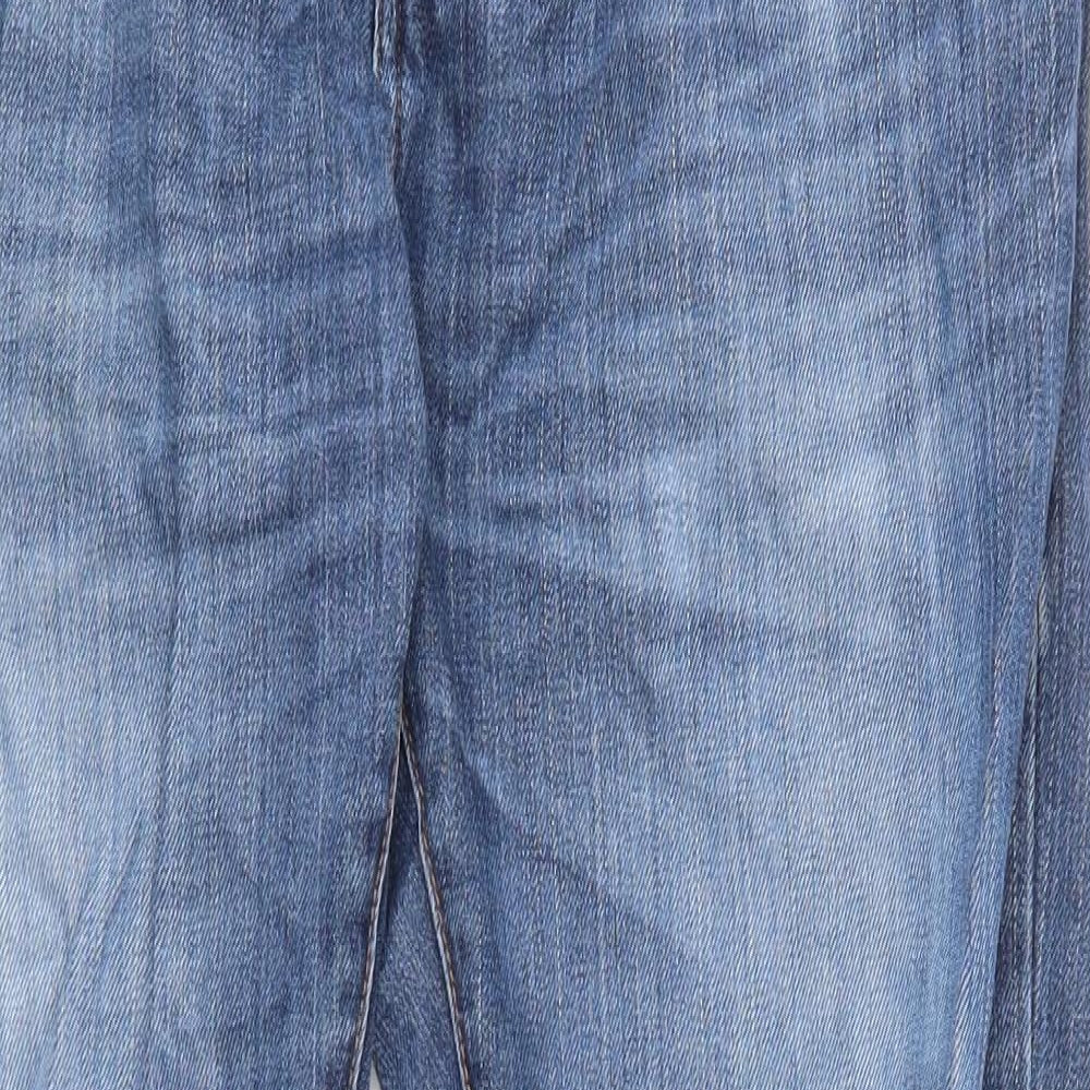 A-Joe Mens Blue  Cotton Straight Jeans Size 34 in L33 in Regular Zip