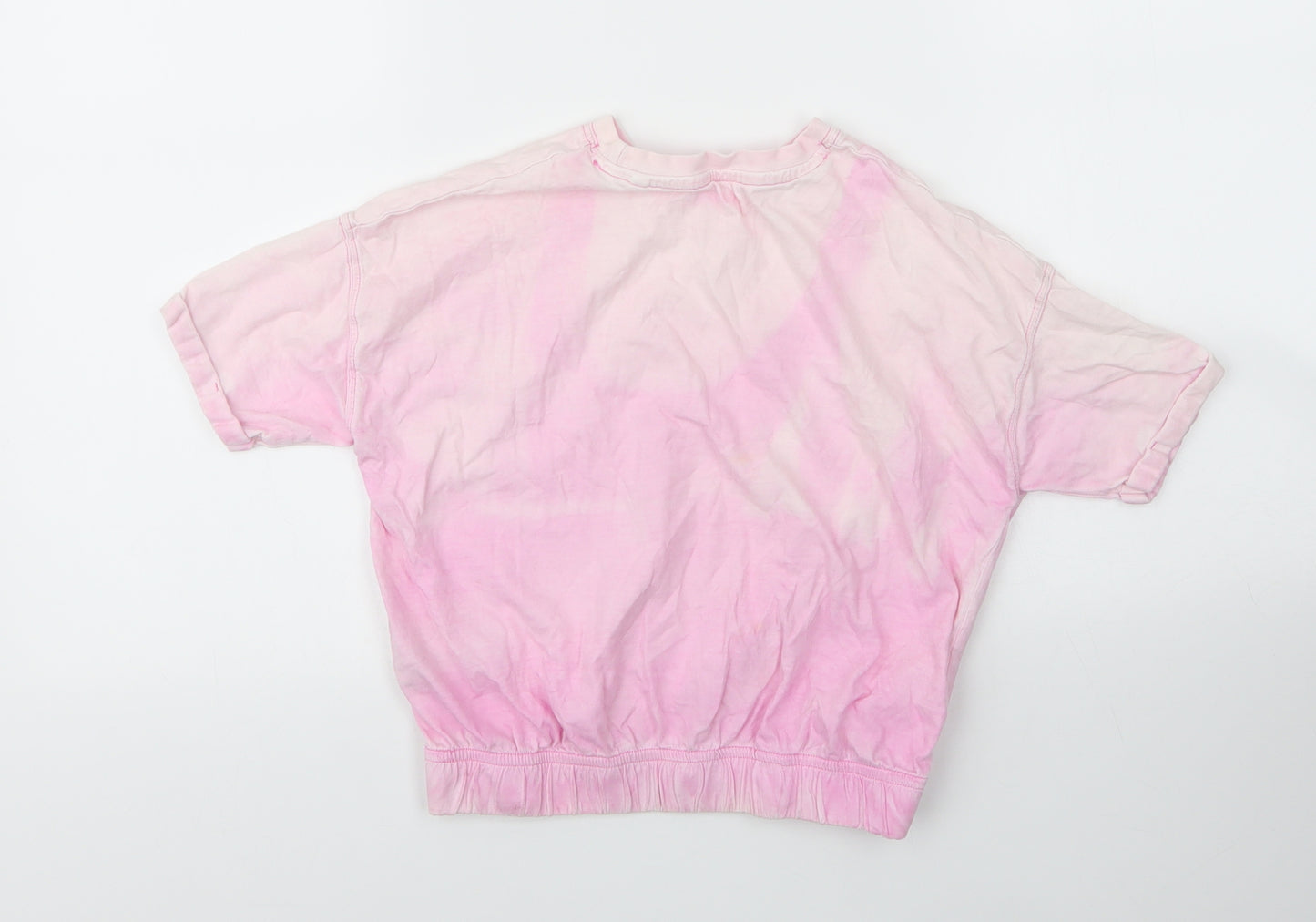 NEXT Girls Pink  Cotton Basic T-Shirt Size 6 Years Round Neck  - Tie Dye Pattern