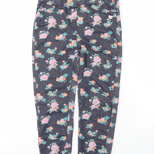 Lee Cooper Girls Blue Floral Cotton Carrot Trousers Size 9 Months  Regular
