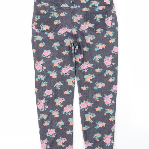 Lee Cooper Girls Blue Floral Cotton Carrot Trousers Size 9 Months  Regular
