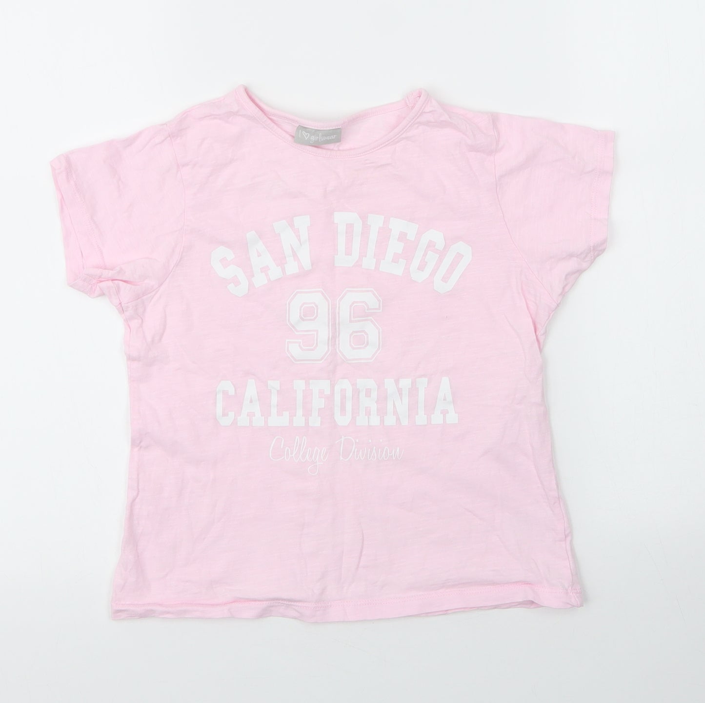 Matalan Girls Pink  Cotton Basic T-Shirt Size 11 Years Round Neck
