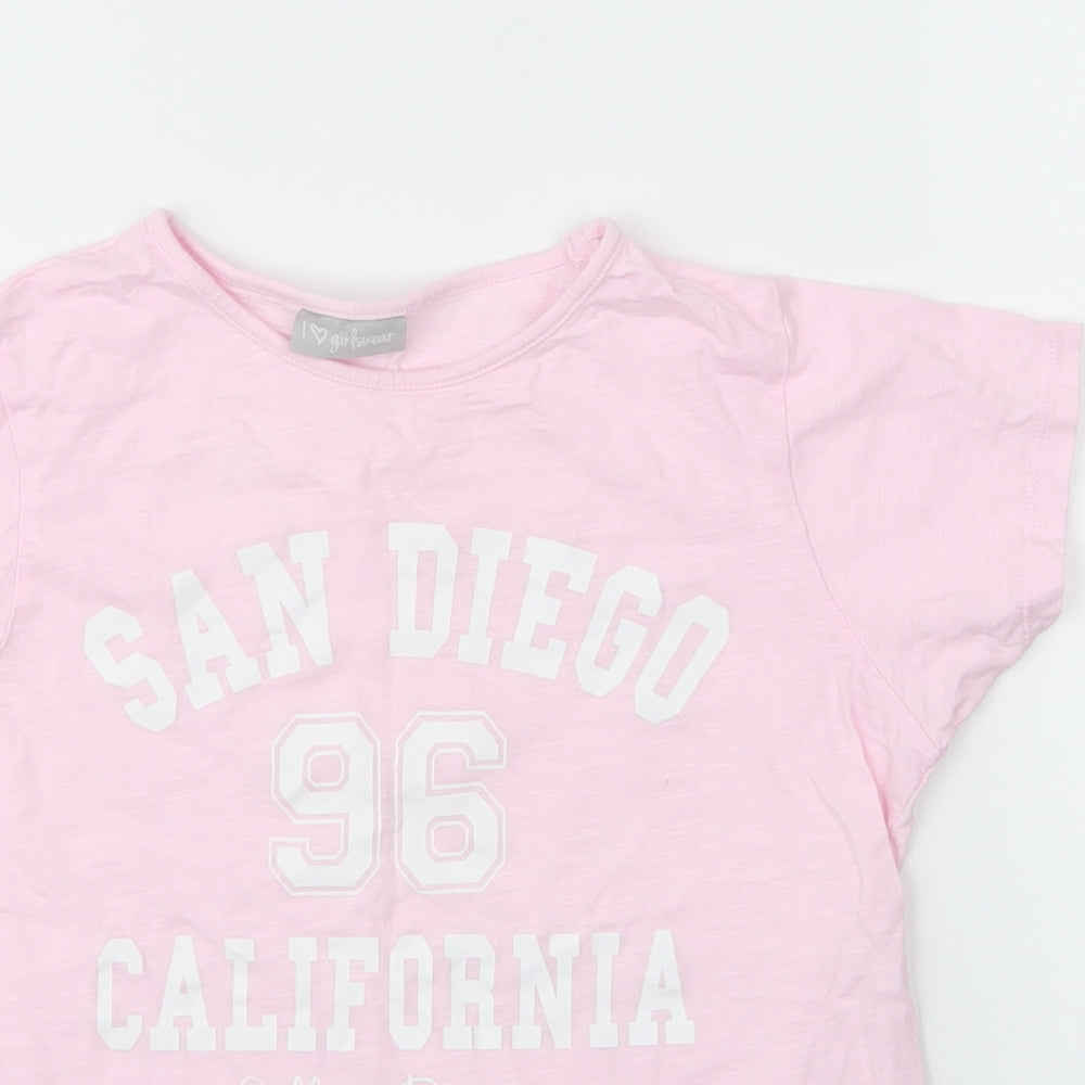 Matalan Girls Pink  Cotton Basic T-Shirt Size 11 Years Round Neck