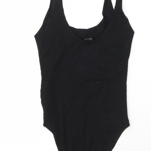 New Look Womens Black  Cotton Leotard One-Piece Size 10  Snap