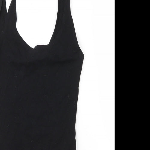 New Look Womens Black  Cotton Leotard One-Piece Size 10  Snap