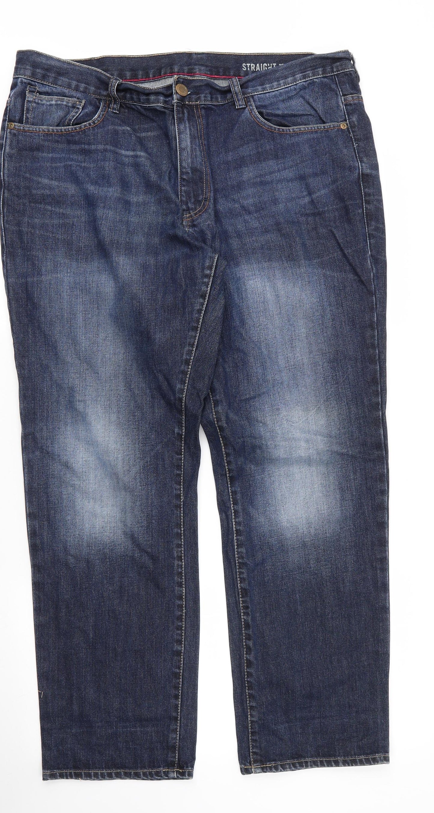 F&F Mens Blue  Cotton Straight Jeans Size 38 in L29 in Regular Zip