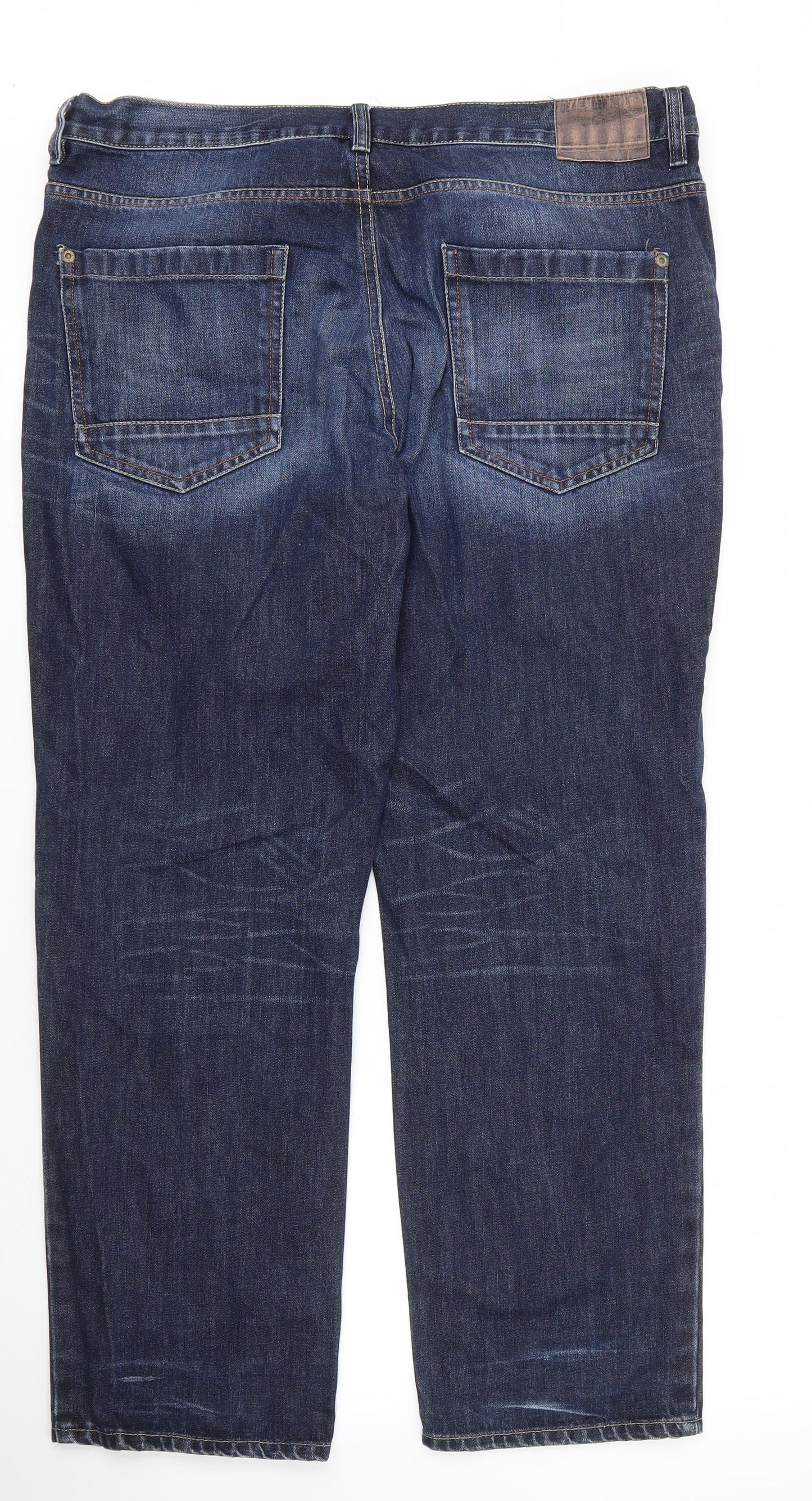 F&F Mens Blue  Cotton Straight Jeans Size 38 in L29 in Regular Zip