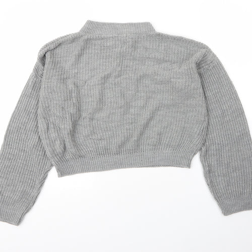 Boohoo Womens Grey Mock Neck  Acrylic Pullover Jumper Size S