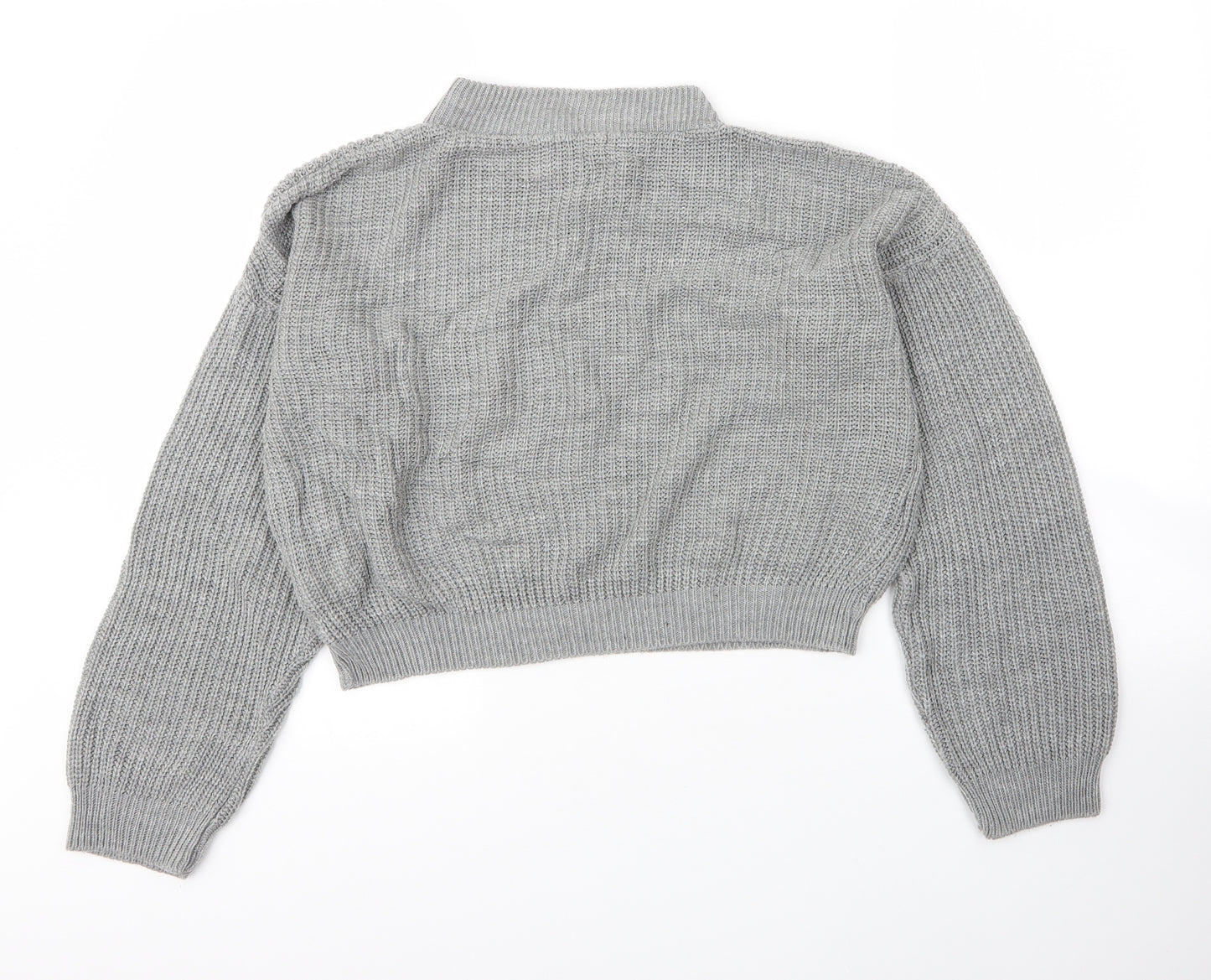 Boohoo Womens Grey Mock Neck  Acrylic Pullover Jumper Size S