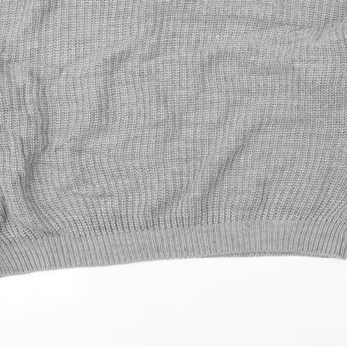 Boohoo Womens Grey Mock Neck  Acrylic Pullover Jumper Size S
