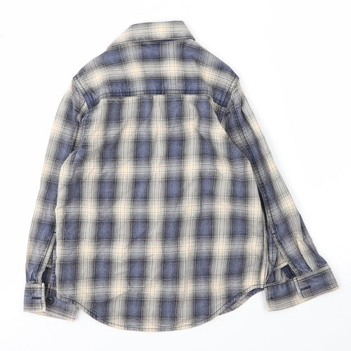 NEXT Boys Beige Plaid Cotton Basic Button-Up Size 6 Years Collared Button