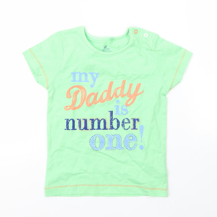 NEXT Boys Green Cotton Basic T-Shirt Size 12 Months Round Neck