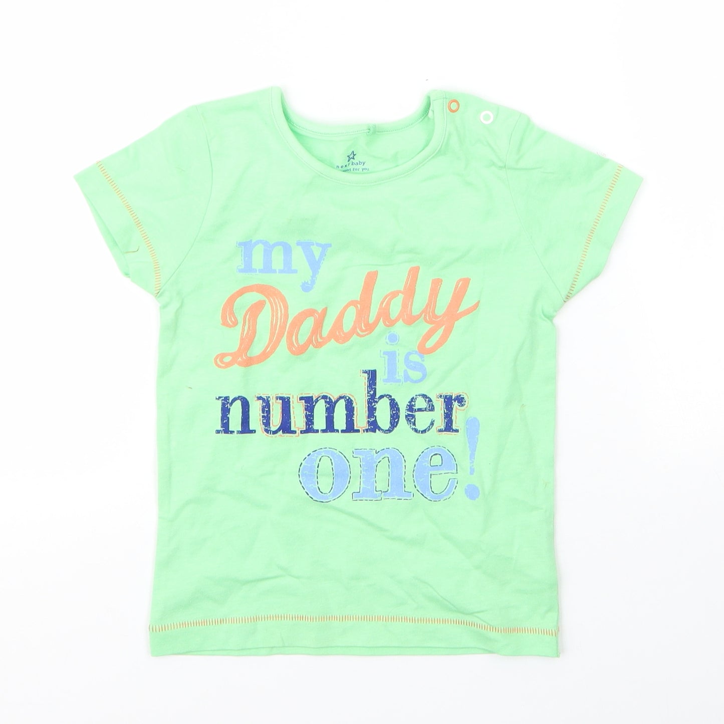 NEXT Boys Green  Cotton Basic T-Shirt Size 12 Months Round Neck