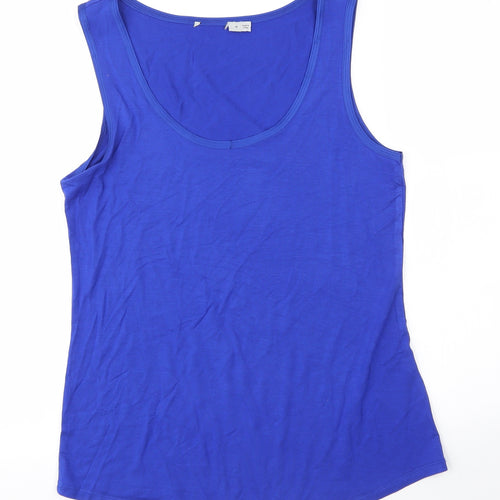 Oasis Womens Blue  Viscose Basic Blouse Size M Round Neck