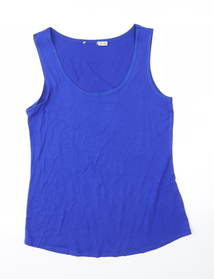 Oasis Womens Blue  Viscose Basic Blouse Size M Round Neck