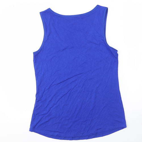 Oasis Womens Blue  Viscose Basic Blouse Size M Round Neck