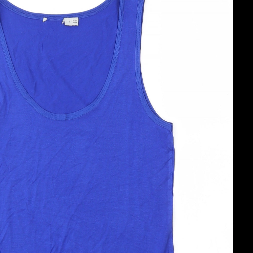 Oasis Womens Blue  Viscose Basic Blouse Size M Round Neck