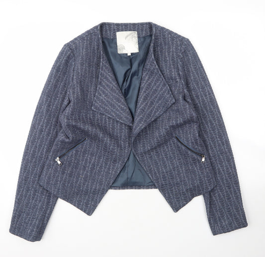 Front view of Debenhams women’s blue polyester jacket blazer, size UK 12