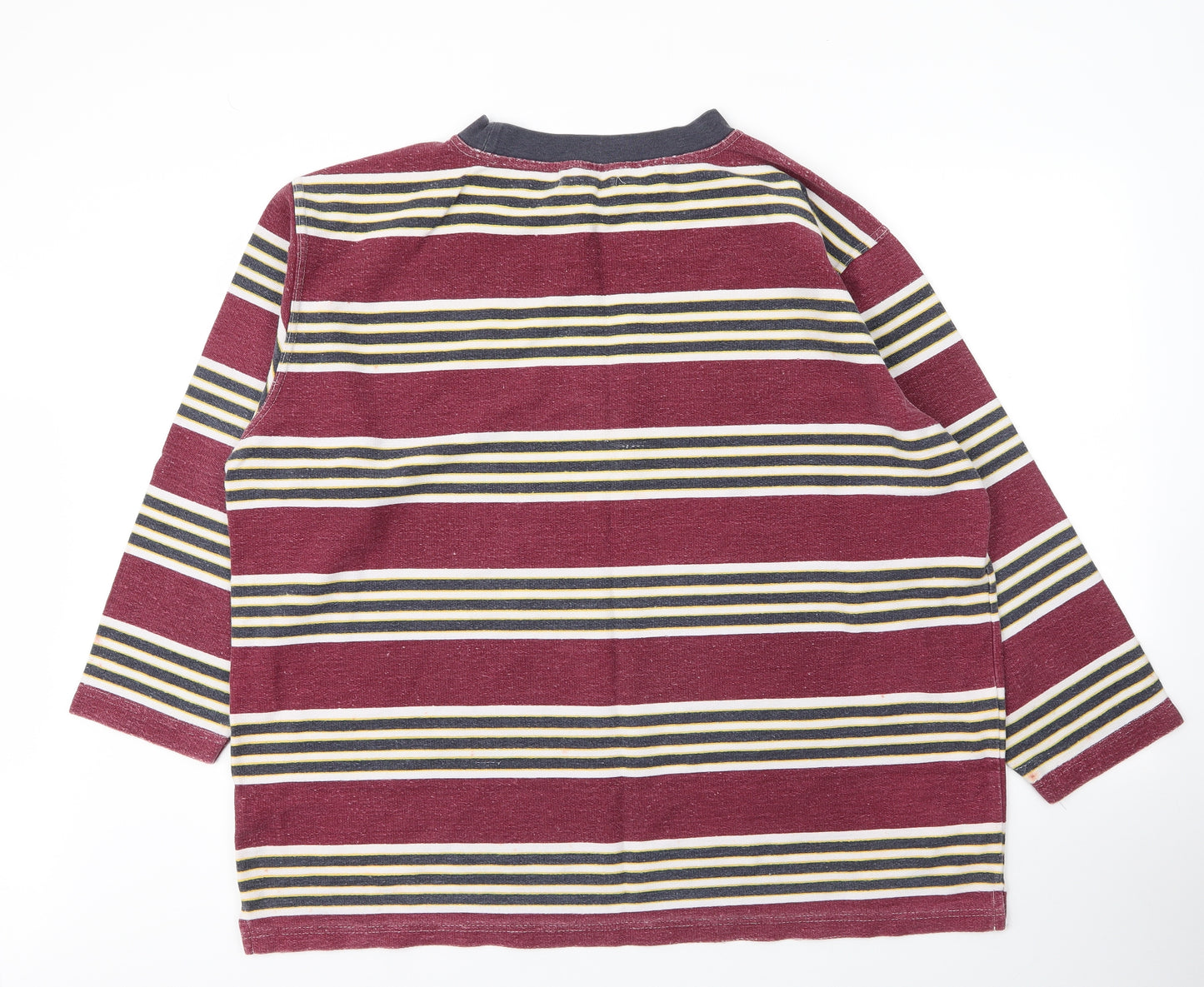 Preworn Mens Purple Round Neck Striped Cotton Pullover Jumper Size XL
